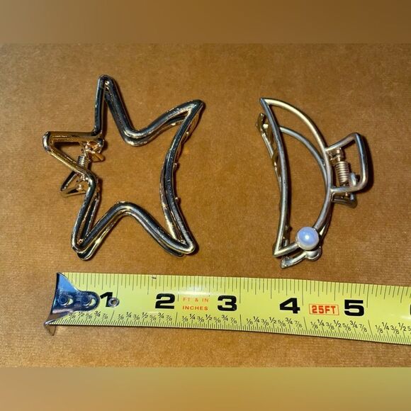 Celestial Crescent Moon and Stars Hair Clips - Picture 3 of 3